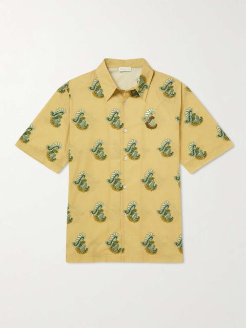 Printed Embroidered Cotton-Voile Shirt