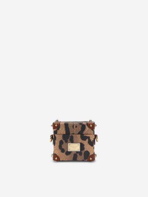 Dolce & Gabbana Airpods case in leopard-print Crespo with branded plate