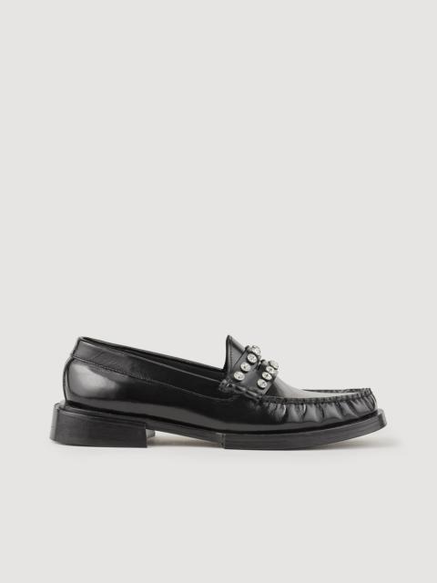 Sandro Leather loafers with rhinestones