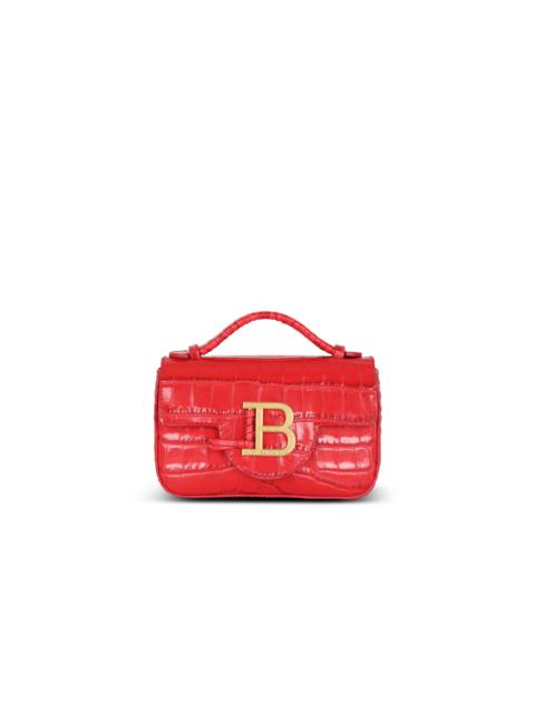 Balmain B-Buzz mini bag in crocodile-print leather