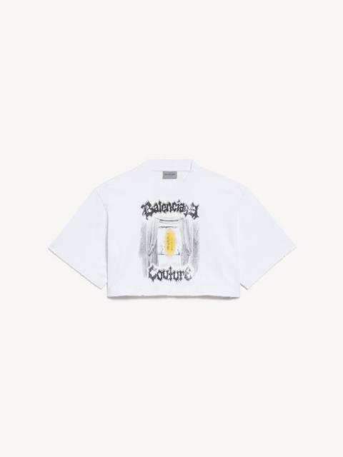 BALENCIAGA Women's Salon De Couture Cropped T-shirt in White