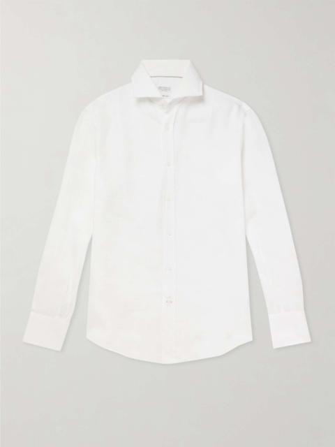 Spread-Collar Linen Shirt
