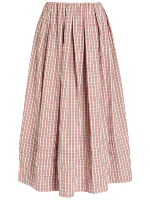 FAITHFULL Faithfull The Brand Cales Checked Cotton Midi Skirt