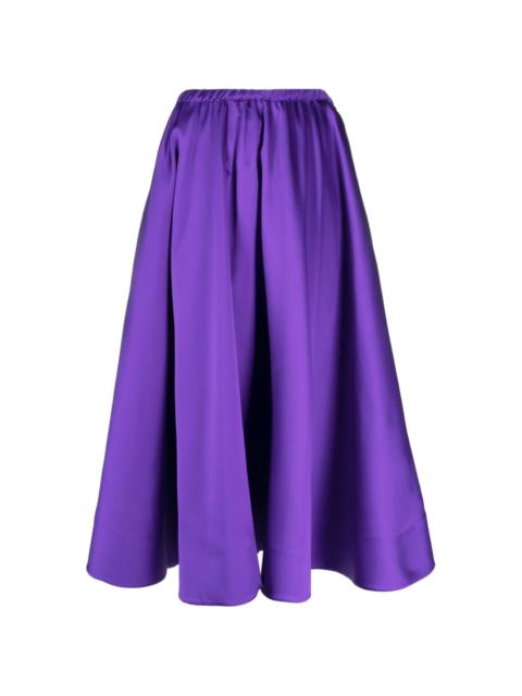 pleated A-line silk skirt