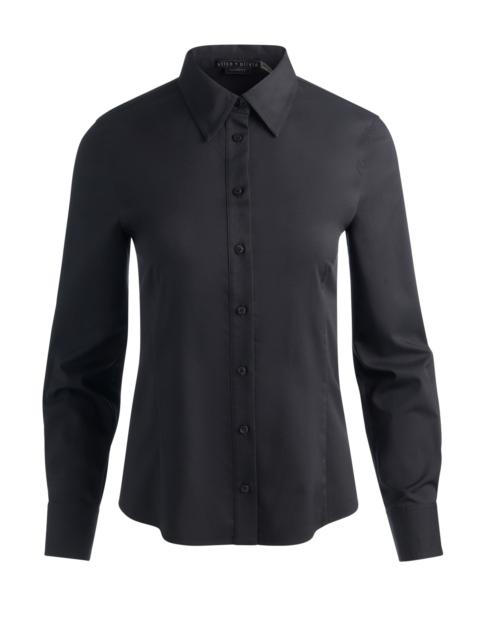 Alice + Olivia AMELIA BUTTON DOWN WITH LACE UP BACK - BLACK