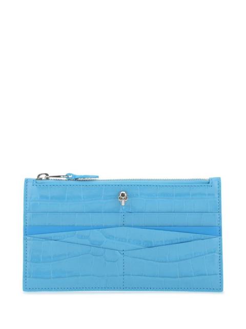 Alexander McQueen Light-blue leather pouch
