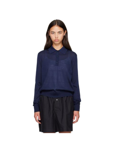 Loulou de Saison Navy MILES Long Sleeve Polo
