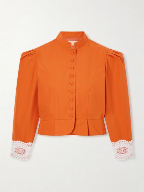DESTREE Amoako Lace-trimmed Cotton Poplin Jacket