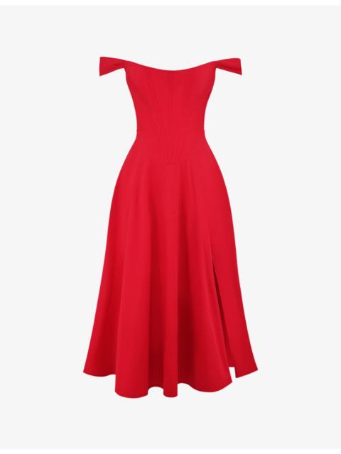 House of CB Saira floral-print cotton-blend midi dress