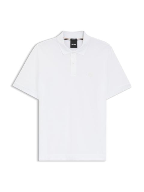 BOSS COTTON-PIQUÉ POLO SHIRT WITH DOUBLE B MONOGRAM