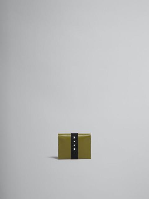 Marni GREEN BIFOLD CARDHOLDER WITH LOGO STRAP