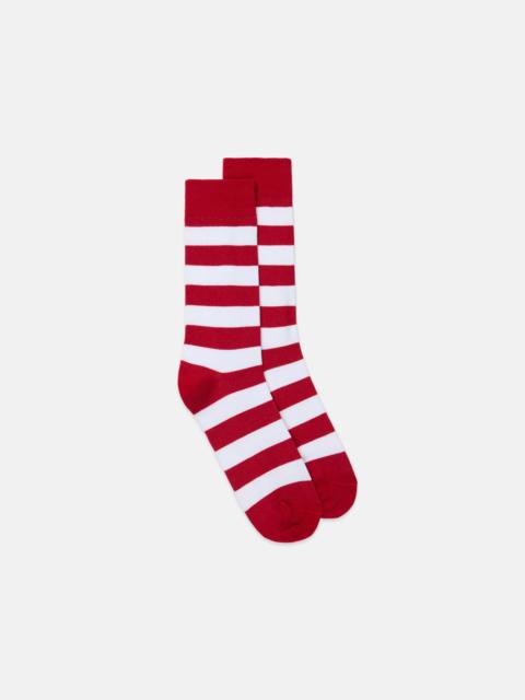 J. PRESS RED & WHITE HOOP STRIPE COTTON SOCKS