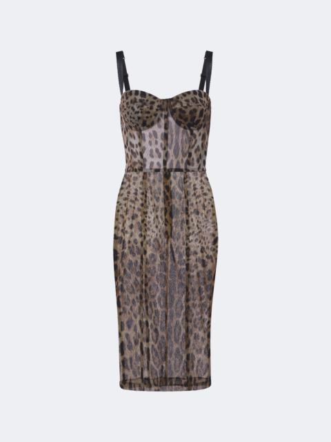 Dolce & Gabbana Leopard-print cotton and silk bustier dress