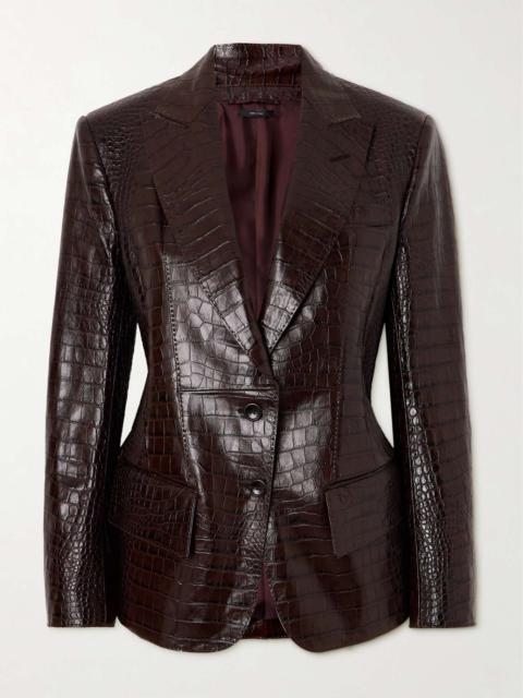 Croc-effect leather jacket