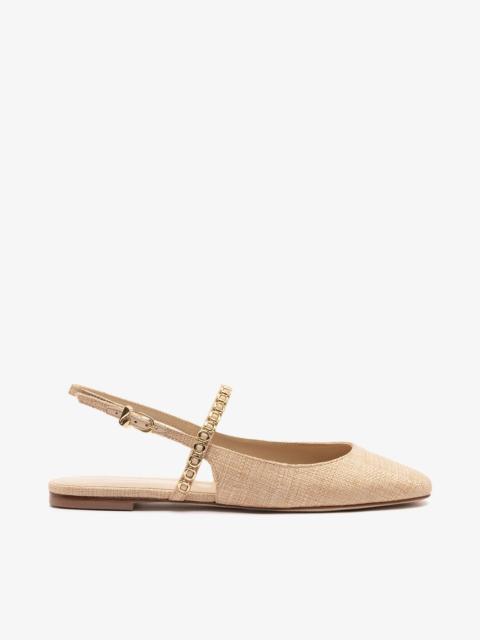Larroudé Georgina Milanina Ballet Flat In Beige Raffia