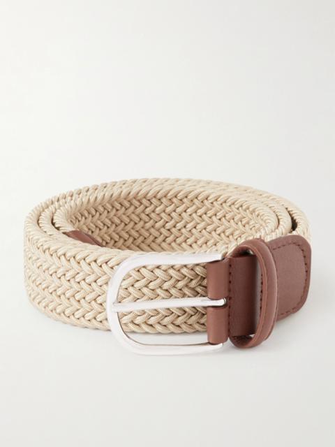 Anderson's 3.5cm Leather-Trimmed Woven Elastic Belt