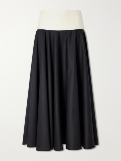 ABADIA Pleated cotton-poplin midi skirt Black