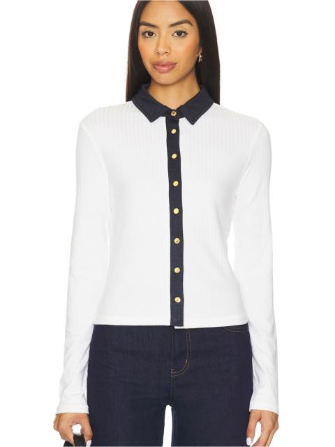 rag & bone The Knit Contrast Long Sleeve Polo