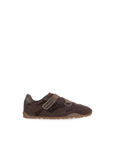 PINKO sequin-embellished touch-strap sneakers