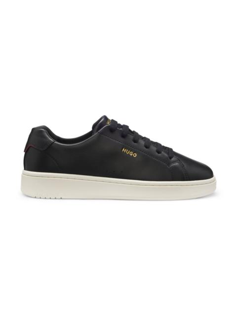 HUGO NAPPA LEATHER SNEAKERS WITH GOLD-TONE LOGO