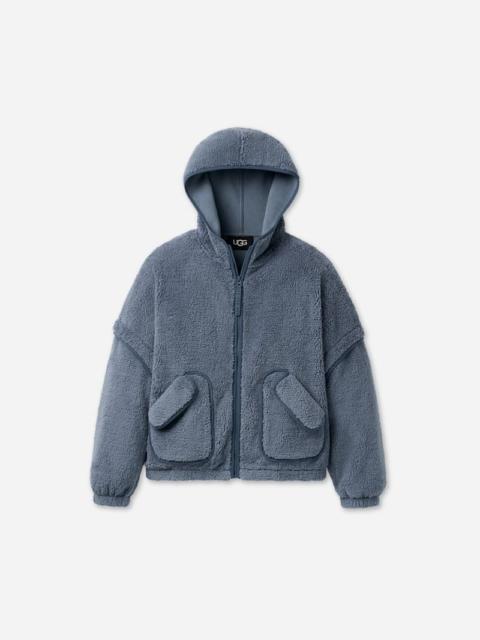 UGG ® Women's Mariella ®fluff Zip Hoodie Polyester Tops in Tahoe Blue