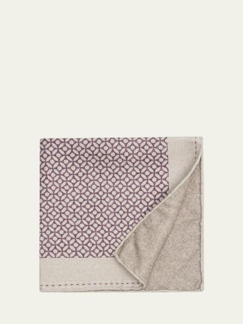 Brunello Cucinelli Men's Geometric-Print Silk Pocket Square