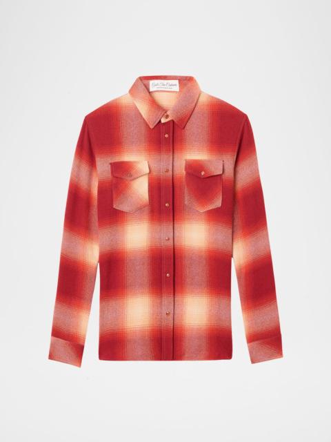 God’s True Cashmere Tomato Shadow Plaid Cashmere Sport Shirt
