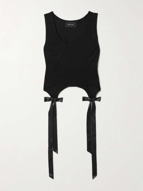 Simone Rocha Easy cropped bow-detailed satin-trimmed cotton-jersey tank