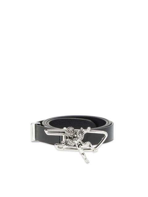 Diesel 2CM LEATHER BELT WITH CHERUB D OUTLINE BUCKLE