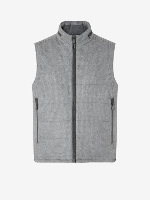 CORNELIANI Grey micropatterned silk and cashmere waistcoat