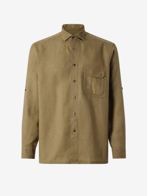 CORNELIANI Brown pure linen shirt