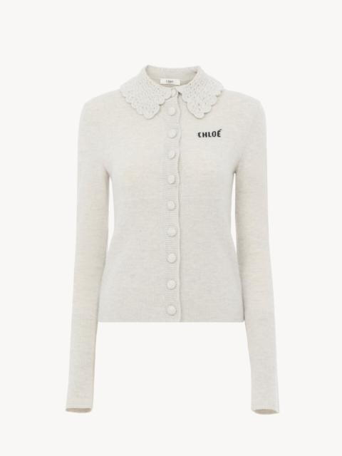 Chloé FITTED LOGO CARDIGAN IN A WOOL KNIT