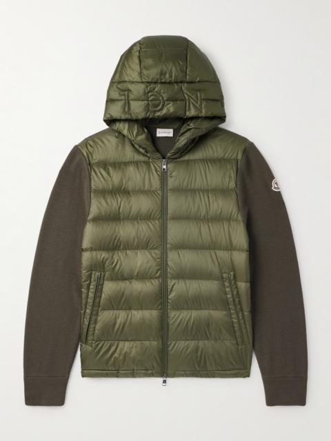 Moncler Logo-Appliquéd Wool-Trimmed Quilted Shell Hooded Down Zip-Up Cardigan