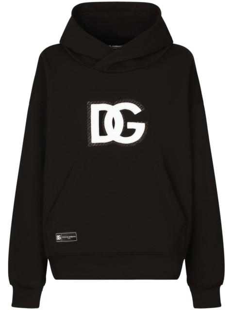 Black logo-appliqué cotton hoodie