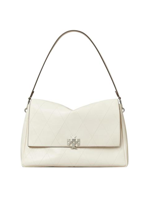 TORY BURCH Women's Charlie Large Quilted Leather Shoulder Bag - Light Cream