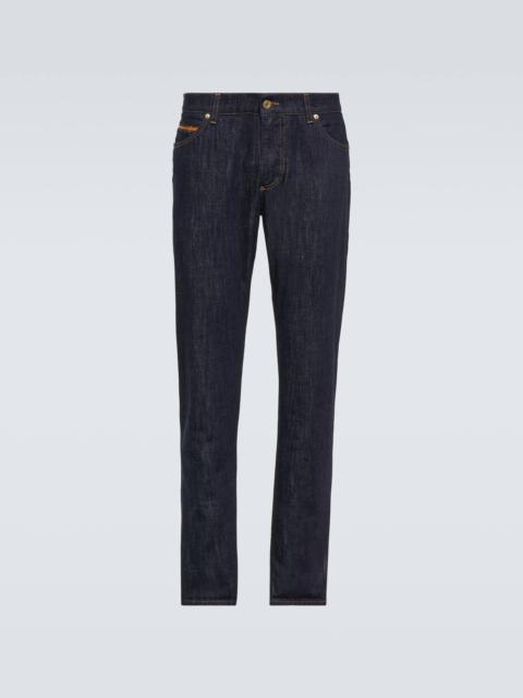 Mid-rise slim jeans