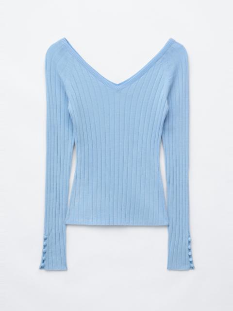 & Other Stories Ribbed Wool V-Neck Top