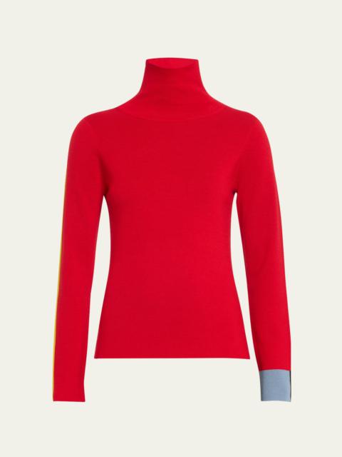 ZANKOV Sarah Colorblock Turtleneck Wool Sweater