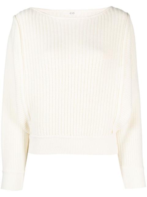 CO boat-neck ribbed jumper