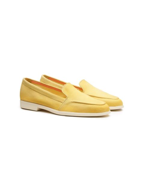 Santoni Women's yellow suede loafer
