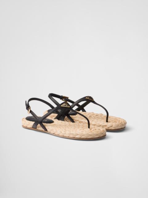 Nappa leather thong sandals