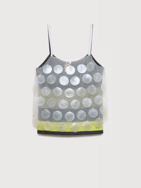 Marni WHITE MOTHER-OF-PEARL MAXI SEQUIN TOP