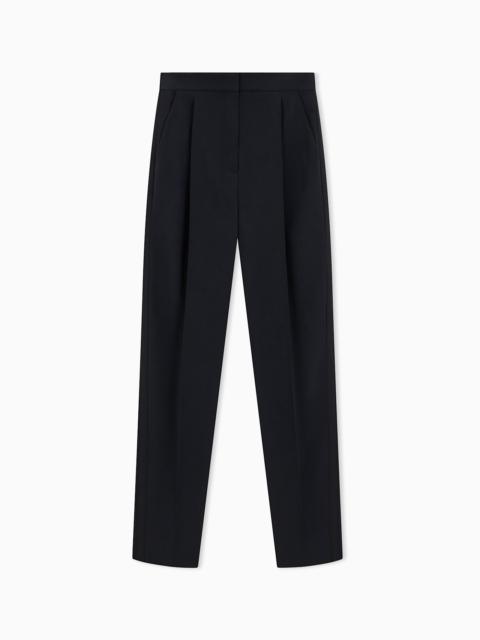 EMPORIO ARMANI UNLINED TROUSERS IN ENVER SATIN WITH A SIDE BAND