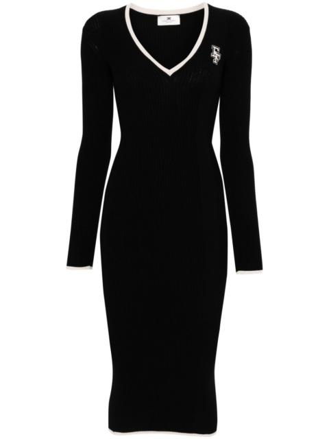 ELISABETTA FRANCHI intarsia-knit ribbed midi dress