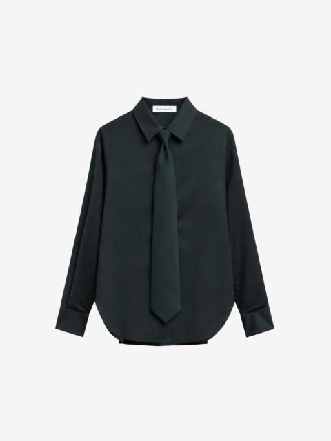 The Frankie Shop Peri Tie Neck Shirt - Bottle Green