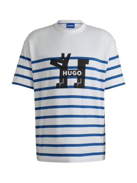 HUGO COTTON-JERSEY LOOSE-FIT T-SHIRT WITH DOG LOGO