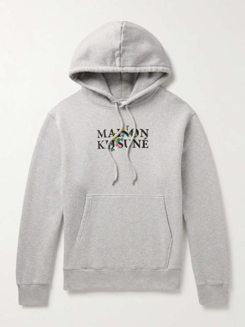 Embroidered Logo-Print Cotton-Jersey Hoodie