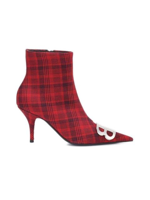 Logo Plaid Canvas Ankle Boots