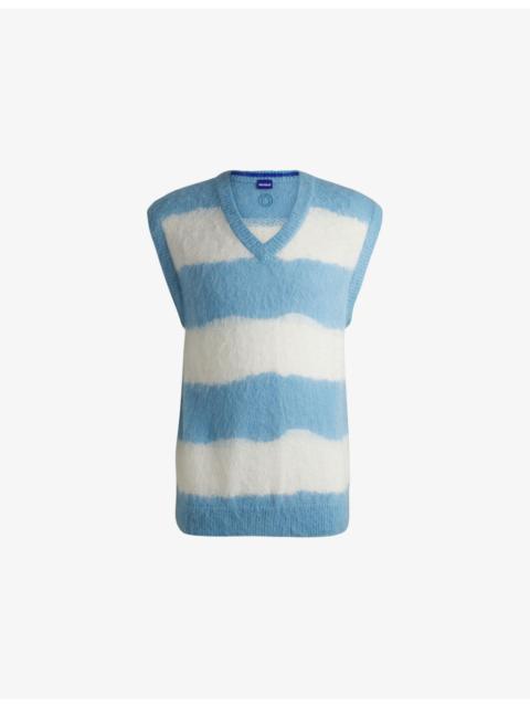 HUGO Striped V-neck knitted vest