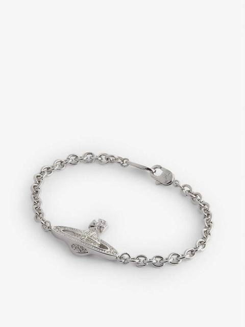 Mini Bas Relief brass and Swarovski crystal chain bracelet